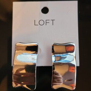 Loft Linear Statement Clip On Earrings - Silvertone